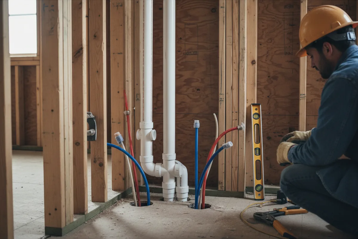 Drain and supply rough-in during Toilet Repair and Installation in Cornelius