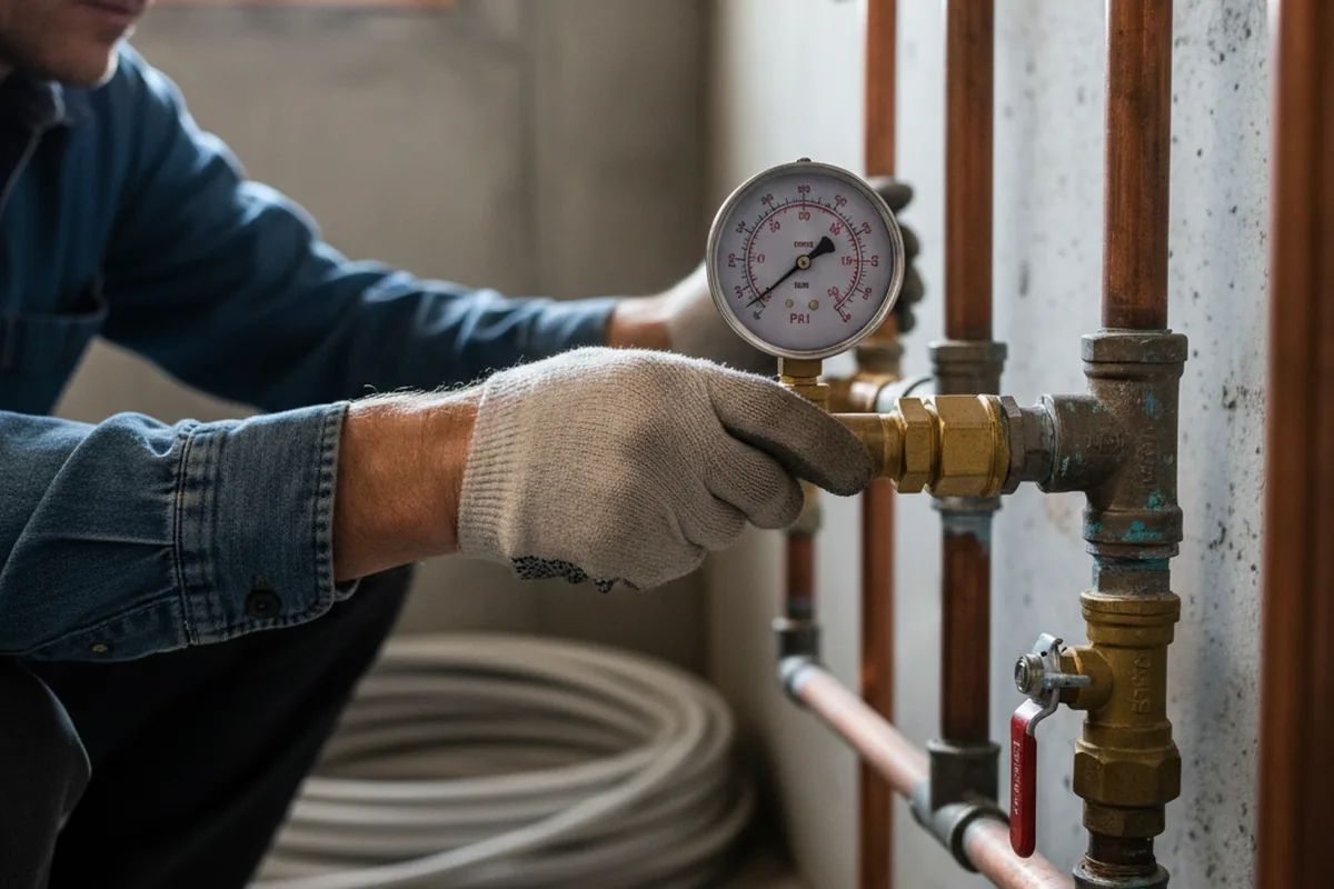 Pressure testing a repaired line during Water Line Repair in Cornelius